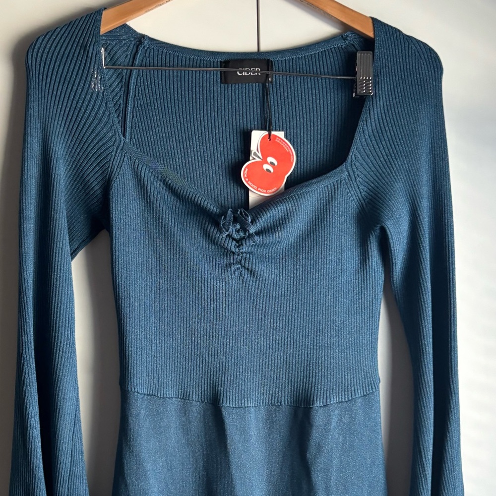 NWT Cider Blue Long Sleeve Knitted Dress